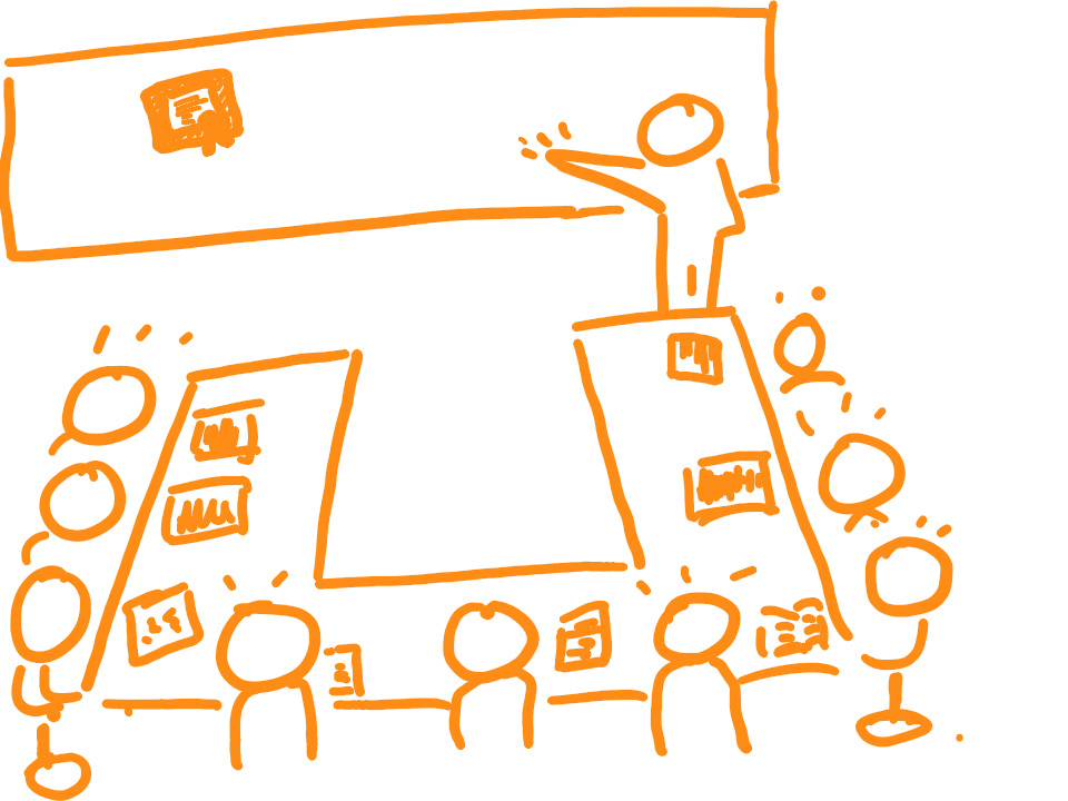 An illustration portraying a Shift Positive Certification class in session, with participants engaged in learning activities. The image depicts a classroom setting with individuals seated or standing, interacting with instructors or materials, symbolizing professional development and skill acquisition.