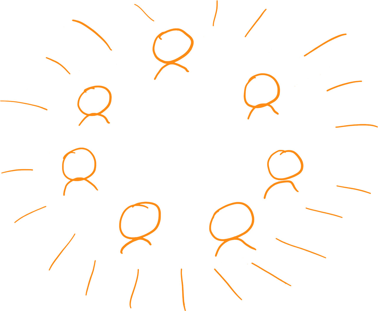 An illustrated depiction of a team communicating to each other.